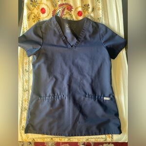 Figs Navy Blue V-Neck Scrub Top